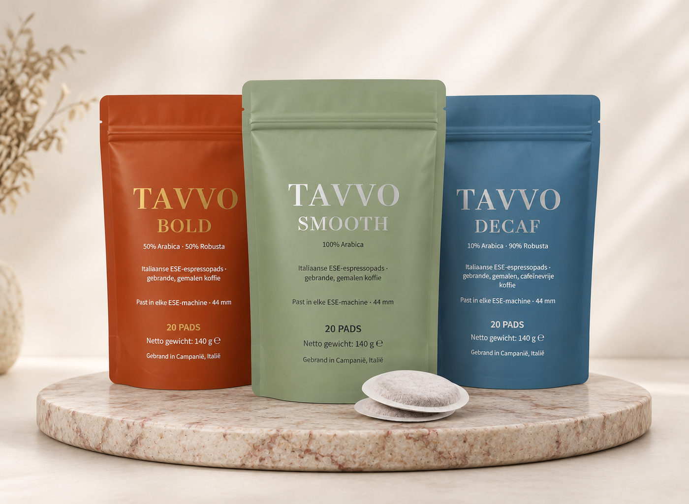 TAVVO Napolitaanse ESE-koffiepads verpakking